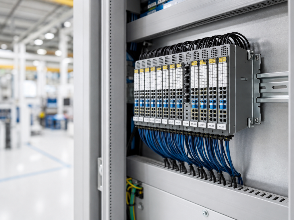 Модулни I/O клеми, монтирани в контролен шкаф